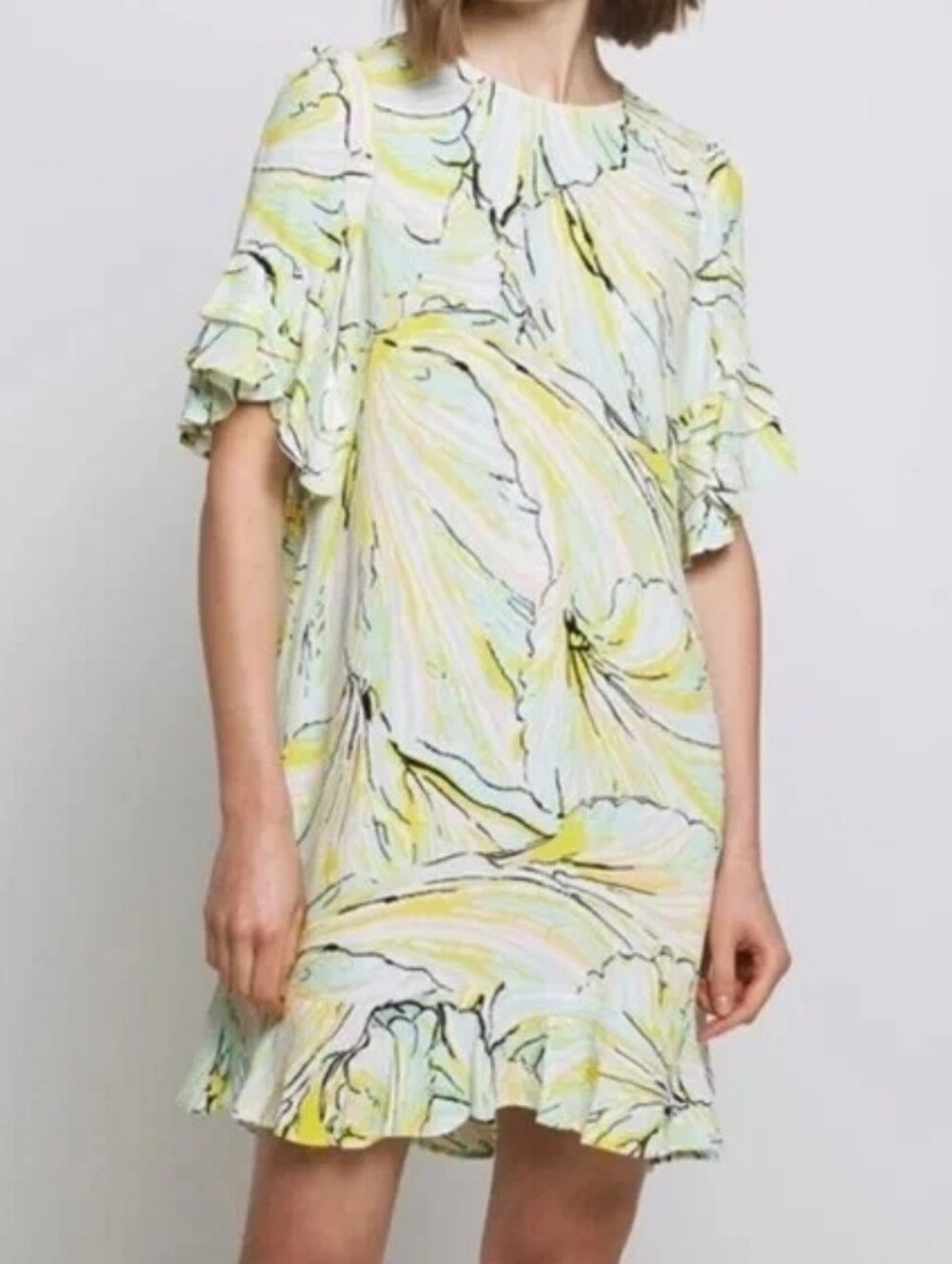 Diane Von Furstenberg Tatum Ruffled Dress Size XL